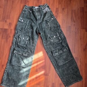 Fashion Nova Olive Cargo Wide Leg Jeans